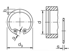 Technical drawing DIN 472 A1 (1.4122) 