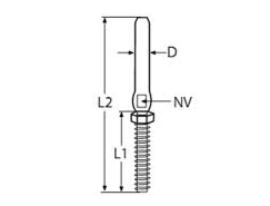 Swage stud with nut, right thread