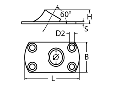 Rectangular base for welding, 60° 