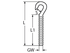 Hook screw with left-hand thread