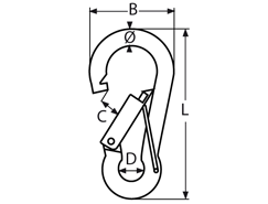 Spring lock hook with safety latch