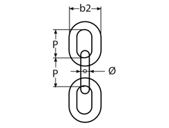 Ланцуг каротказвенны з круглай сталі, форма і памер адп. DIN 766