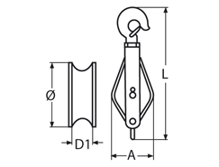 Single block with brass bushing