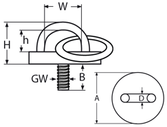 Augplatte, rund mit Gewinde und Ring