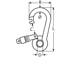 Spring hook with eyelet and self-lock nut
