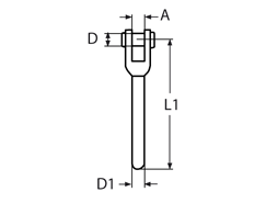 Gabelterminal, Gabelkopf aus gedrehtem Material 