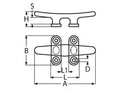 Belegklampe flach, mit 4 Bohrungen