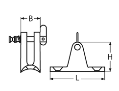 Deck hinge with concave base, 90°, removable pin