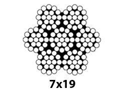 Edelstahl-Drahtseil flexibel 7x19 (mit 1,570 N/mm2)