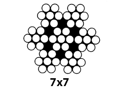 Edelstahl-Drahtseil 7X7 mittelweich (mit 1,570 N/mm2)